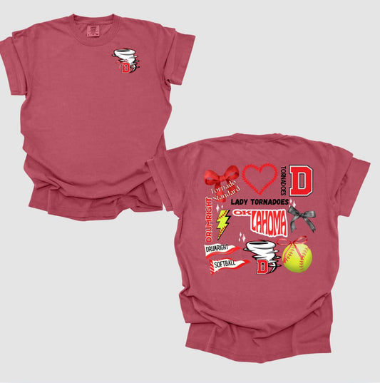 Drumright softball- double sided *Comfort Colors*