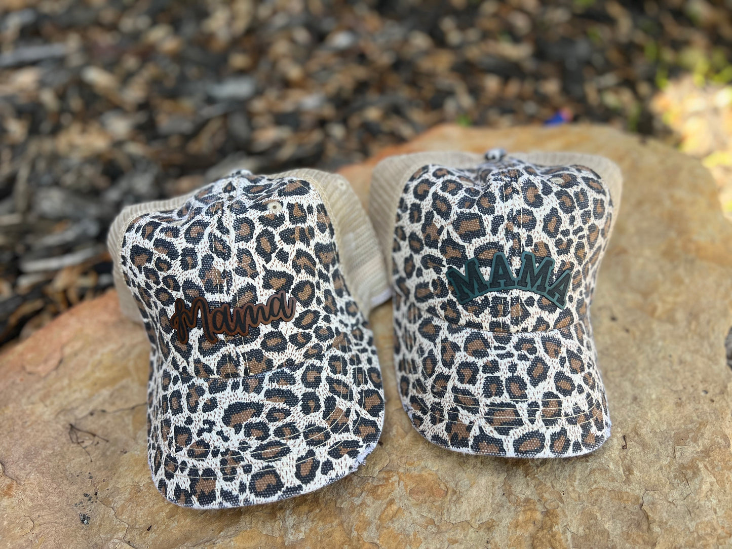 Mama cheetah print hats (browns & blacks)