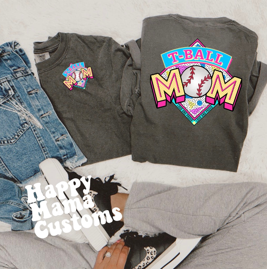 90’s tball mom tee on Pepper *on mockup*