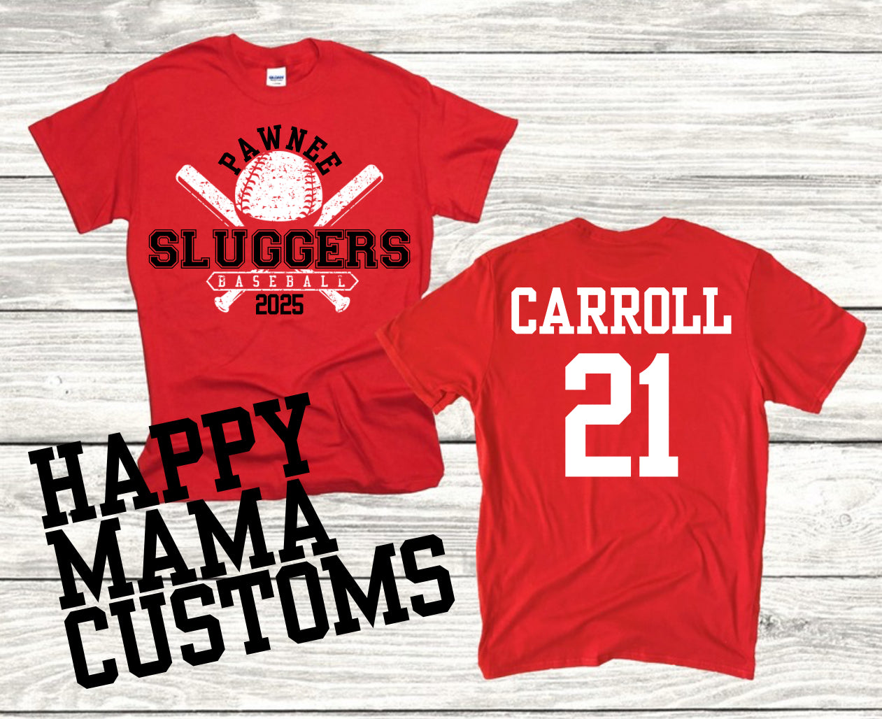 Pawnee Sluggers Baseball Tees *adult*